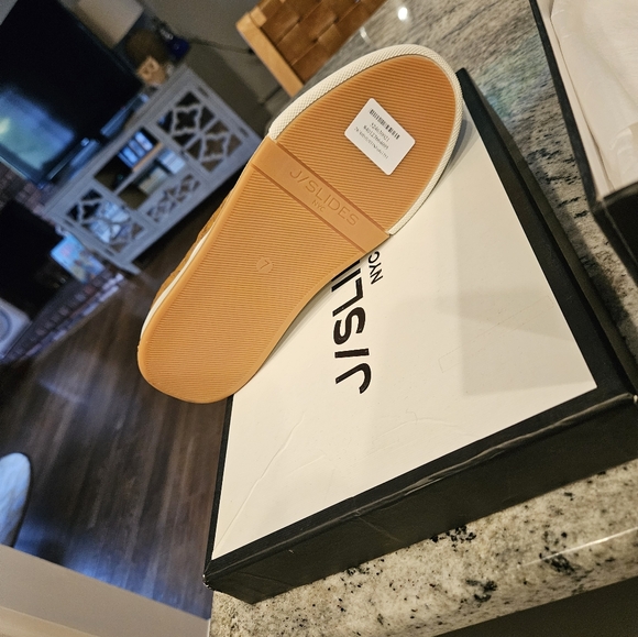 J/SLIDES Womens Tan Brown Woven Removable Foam Insole Arch Support Justine - Picture 3 of 4